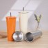 Solid color 304 stainless steel double-layer vacuum insulated mug, large-capacity portable thermos, outdoor car mug