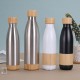 New cross-border bamboo-bottomed cola bottle, stylish and simple, 304 stainless steel vacuum insulated tumbler, bamboo lid, outdoor portable straw cup