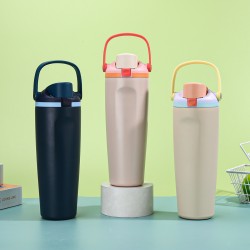 Large-capacity 30oz portable fruit mug, 304 stainless steel vacuum insulated tumbler, outdoor portable straw cup