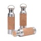 Cross-border 304 stainless steel thermos with bamboo-grain wooden lid, direct drinking hiking kettle, creative cork cloth cover sports water bottle