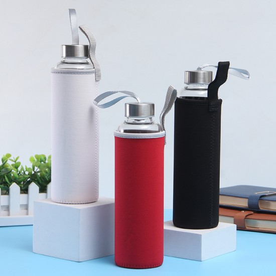 Custom high-silicon boron single-layer glass, insulated, neoprene cloth-covered, transparent water cup, portable gift for export